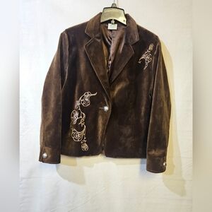 Embroidered Brown Velvet Jacket